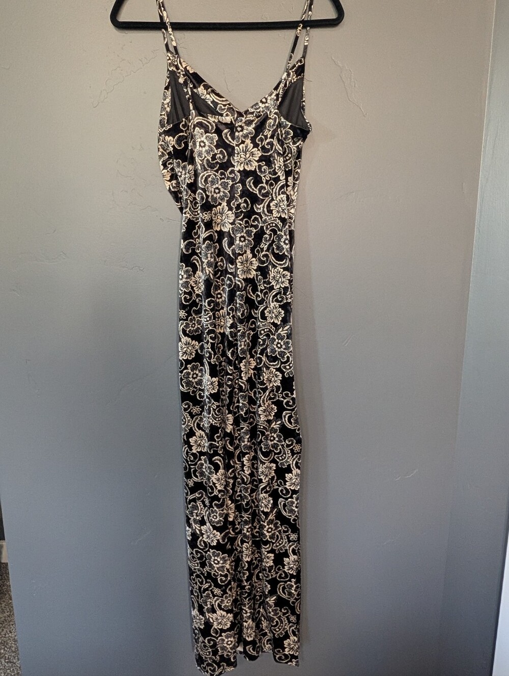 Laundry By Shelli Segal Velvet Dress Floral Tank Slit - Picture 6 of 10